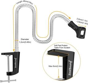 img 1 attached to 🎤ZealSound Телескопическая кронштейнная микрофонная стойка - гибкий стержень для настольного микрофона с крепкой зажимной скобой и держателем для микрофона, адаптером с резьбой 3/8" to 5/8" - совместима с Blue Yeti, Snowball Ice, Spark и другими микрофонами 19".