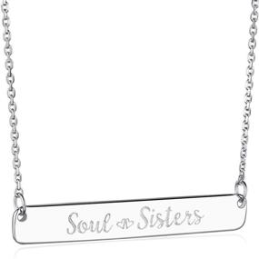 img 3 attached to 👯 Soul Sister Necklace - Sterling Silver Engraved Bar Pendant: Perfect Gift for Friendship, Graduation, Christmas & Birthdays!