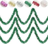 🎄 dearcraft green tinsel garland: premium 4" x 30ft artificial christmas decorations for diy tree hangings, holiday wedding & birthday party supplies logo