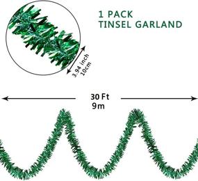 img 3 attached to 🎄 DEARCRAFT Green Tinsel Garland: Premium 4" x 30Ft Artificial Christmas Decorations for DIY Tree Hangings, Holiday Wedding & Birthday Party Supplies