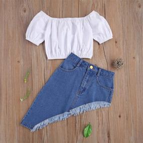 img 3 attached to 👗 Irresistibly Chic Toddler C White Shoulder Irregular Outfits: Girls' Tops, Tees & Blouses