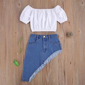 img 2 attached to 👗 Irresistibly Chic Toddler C White Shoulder Irregular Outfits: Girls' Tops, Tees & Blouses