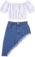 👗 irresistibly chic toddler c white shoulder irregular outfits: girls' tops, tees & blouses logo