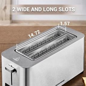 img 2 attached to 🍞 4-Slice Extra-Wide Toaster with 1.57" Slots, REDMOND Long Slot Toaster in Red - 1300W, LED Display, 6 Bread Shade Settings, Defrost/Bagel/Reheat/Cancel Functions, Removable Stainless Steel Crumb Tray