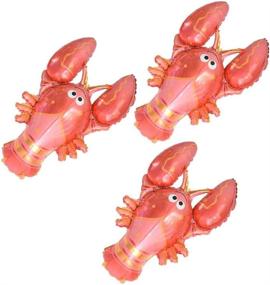 img 4 attached to Captivating BinaryABC Lobster Foil Balloons: Add a Touch of Hawaiian Sea Animal Magic to Your Wedding or Birthday Decorations with this 3PCS Set of Mylar Balloons