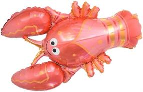 img 1 attached to Captivating BinaryABC Lobster Foil Balloons: Add a Touch of Hawaiian Sea Animal Magic to Your Wedding or Birthday Decorations with this 3PCS Set of Mylar Balloons