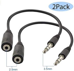 img 1 attached to 🎧 Seadream 2Pack 3.5mm Male to 2.5mm Female Headset Audio Adapter Cable Extender Stereo Jack, 6 inch, 3-Pole