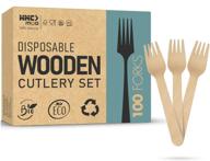 🌿 biodegradable wooden forks - eco-friendly, disposable utensils – 100-piece set – 6.3 inch – plastic substitute for travel, camping, outdoor parties, bbqs, lunch logo