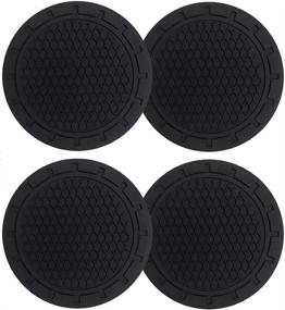 img 4 attached to 🚗 Premium 4 Pack Car Cup Holder Coasters with Auto Sport Car Logo - Travel-friendly Universal Auto Silicone Insert Coaster Can (4black)