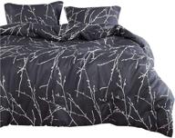 🌿 wake in cloud - comforter set with branches pattern, charcoal dark gray grey, soft microfiber bedding (3pcs, queen size) logo