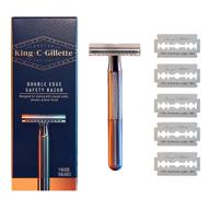 chrome plated king c. gillette double edge 🪒 safety razor handle with 5 platinum coated refills pack logo