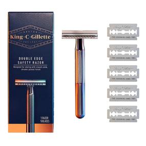 img 4 attached to Chrome Plated King C. Gillette Double Edge 🪒 Safety Razor Handle with 5 Platinum Coated Refills Pack