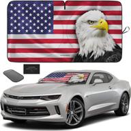 🦅 autoamerics 1-piece american eagle flag usa patriotic sun shade: foldable car front windshield sunshade for sedans suv truck - blocks max uv rays, keeps vehicle cool - small size logo