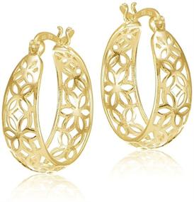 img 3 attached to 🌼 Floral Filigree Hoop Earrings in Yellow Gold Flashed Sterling Silver