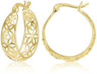 🌼 floral filigree hoop earrings in yellow gold flashed sterling silver logo