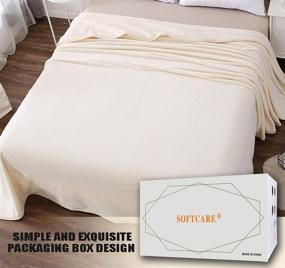 img 3 attached to 🛏️ 350GSM Thicken Warm Fuzzy Microplush Lightweight Thermal Fleece Blanket for King Size Bed, Couch, Sofa - SOFTCARE Ivory 90" x 108