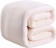 🛏️ 350gsm thicken warm fuzzy microplush lightweight thermal fleece blanket for king size bed, couch, sofa - softcare ivory 90" x 108 logo