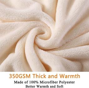 img 2 attached to 🛏️ 350GSM Thicken Warm Fuzzy Microplush Lightweight Thermal Fleece Blanket for King Size Bed, Couch, Sofa - SOFTCARE Ivory 90" x 108