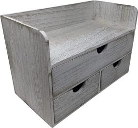 img 4 attached to 📦 Gianna's Home Rustic Farmhouse 3 Drawer Office Desk and Mail Storage Organizer for Bathroom and Kitchen, Rustic White