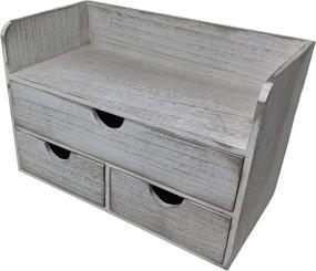 img 2 attached to 📦 Gianna's Home Rustic Farmhouse 3 Drawer Office Desk and Mail Storage Organizer for Bathroom and Kitchen, Rustic White