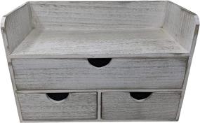 img 3 attached to 📦 Gianna's Home Rustic Farmhouse 3 Drawer Office Desk and Mail Storage Organizer for Bathroom and Kitchen, Rustic White