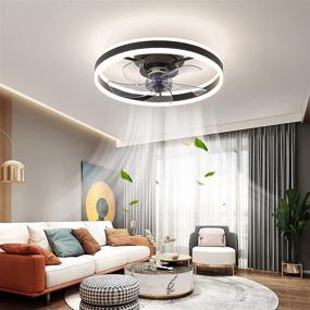 img 3 attached to 🏮 CHANFOK Ceiling Fan with Light - Flush Mount Modern Indoor 19.7" LED Dimmable Low Profile Ceiling Fans with Remote Control - Black