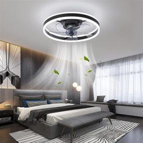 img 4 attached to 🏮 CHANFOK Ceiling Fan with Light - Flush Mount Modern Indoor 19.7" LED Dimmable Low Profile Ceiling Fans with Remote Control - Black