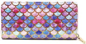 img 4 attached to 💼 Women's Holographic 3D Long Clutch Wallet with Zipper Closure, Card Slots, and Zippered Coin Pouch
