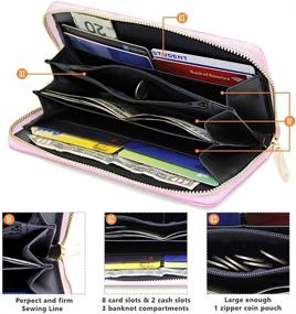 img 1 attached to 💼 Women's Holographic 3D Long Clutch Wallet with Zipper Closure, Card Slots, and Zippered Coin Pouch