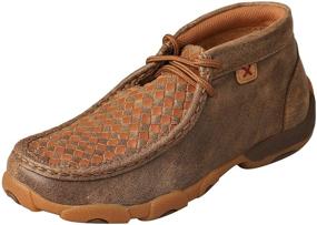 img 4 attached to Girls' Twisted Leather Lace Up Driving Moccasinss: Chic and Athletic Footwear