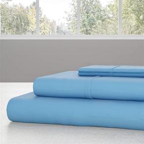 img 1 attached to 🛏️ Lavish Home Queen Size Bed Linens Set - 4 Piece Blue Brushed Microfiber Sheets with Fitted Sheet, Flat Sheet, and 2 Pillowcases - Wrinkle, Stain, and Fade Resistant