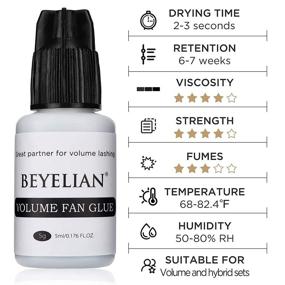 img 3 attached to 👁️ BEYELIAN Volume Fan Lash Extension Glue - Strong Hold Eyelash Adhesive with 2-3 Sec Drying Time & 7 Weeks Retention, Professional Use Only (5ml, Black)