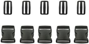 img 1 attached to 🔒 Plastic Buckles Kit: 5 PCS Flat Side Release Buckles, Tri-Glide Slides, and 1 Roll of 1" Nylon Webbing Straps - Ideal for DIY Luggage Straps, Pet Collars, Backpack Repair