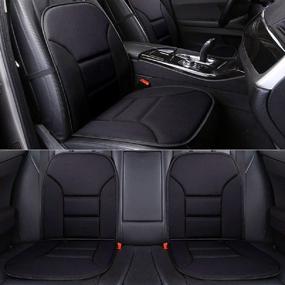 img 2 attached to 🚗 Car Seat Cushion - Durable Protector for Auto, Truck, Van, SUV - Universal Fit, Anti-Slip Driver Seat Cover with Backrest - 1 Piece, Black