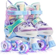 🧜 mermaid 4 size adjustable light up roller skates: purple blue skates for toddlers and beginner kids (size small 10c-13c us) - perfect for indoor and outdoor use logo