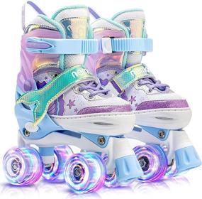 img 4 attached to 🧜 Mermaid 4 Size Adjustable Light up Roller Skates: Purple Blue Skates for Toddlers and Beginner Kids (Size Small 10C-13C US) - Perfect for Indoor and Outdoor Use