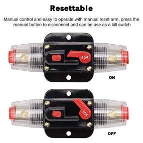 img 3 attached to Bumbesti 15A 20A 30A 40A 50A 60A 80A 100A 150A Audio Circuit Breaker Inline Fuse Holders Auto Car Stereo Inverter Reset Fuses 12V-24V DC For Automotive RV Marine Boat Audio Solar System 15 Amp 2 Pack