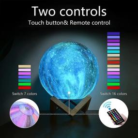 img 2 attached to 🌕 GDPETS Moon Lamp: Remote & Touch Control Night Light with Wood Stand - 16 Colors, USB Rechargeable - Perfect Gift for Girls & Moon Lovers - 4.8 inch