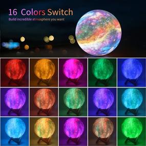 img 3 attached to 🌕 GDPETS Moon Lamp: Remote & Touch Control Night Light with Wood Stand - 16 Colors, USB Rechargeable - Perfect Gift for Girls & Moon Lovers - 4.8 inch