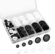 🧵 versatile mixed sewing buttons set: 160pcs, round black 4-hole craft buttons, 5 sizes white resin button, with separate compartment storage box – ideal for sewing, diy crafts, and holiday decor logo