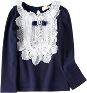 👚 vyu toddler little girls long sleeve blouse: blue cotton warm shirts for 2-8 years logo