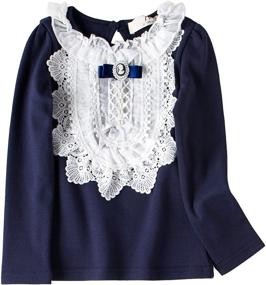 img 4 attached to 👚 VYU Toddler Little Girls Long Sleeve Blouse: Blue Cotton Warm Shirts for 2-8 Years