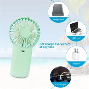 img 1 attached to 💚 Aluan Handheld Fan Mini Portable Fan High-Speed Small Personal Fans Adjustable Rechargeable Battery Operated Eyelash Fan for Kids Women Men Indoor Outdoor Travel Cooling with Lanyard, Green