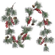 🎄 lvydec 6ft greenery christmas pine garland: festive holiday decor with red berries, pine cones, and pine needles for mantel, fireplace, and table centerpiece логотип