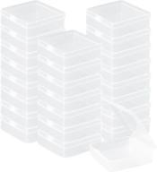 24 pack of small clear plastic storage containers with hinged lids - ideal for beads, earplugs, pins, crafts, jewelry, hardware, and small items (2.9 x 2.9 x1 inches) logo