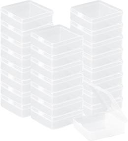 img 4 attached to 24 Pack of Small Clear Plastic Storage Containers with Hinged Lids - Ideal for Beads, Earplugs, Pins, Crafts, Jewelry, Hardware, and Small Items (2.9 x 2.9 x1 Inches)