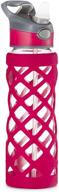 swig savvy sports leakproof glass water bottle - 25oz, wide mouth, pink logo