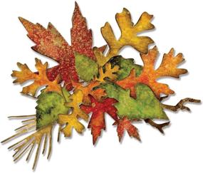 img 1 attached to 🍁 Sizzix 660955 Thinlits Die Set, Fall Foliage by Tim Holtz: Enhance Your Crafts with 14/Pack