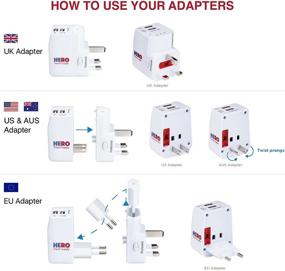 img 1 attached to 🌍 Hero Universal Travel Adapter: Ultimate Power Plug for Worldwide Travel – Dual USB Ports, Compatible with US, Europe, UK, and More 100+ Countries