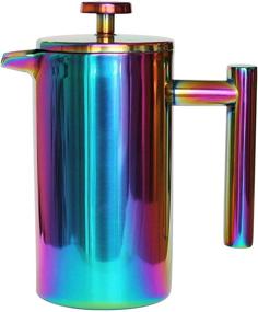 img 1 attached to Experience the Magicafé Difference: Rainbow 34oz/1L Stainless Steel Double Walled French Press Coffee Maker